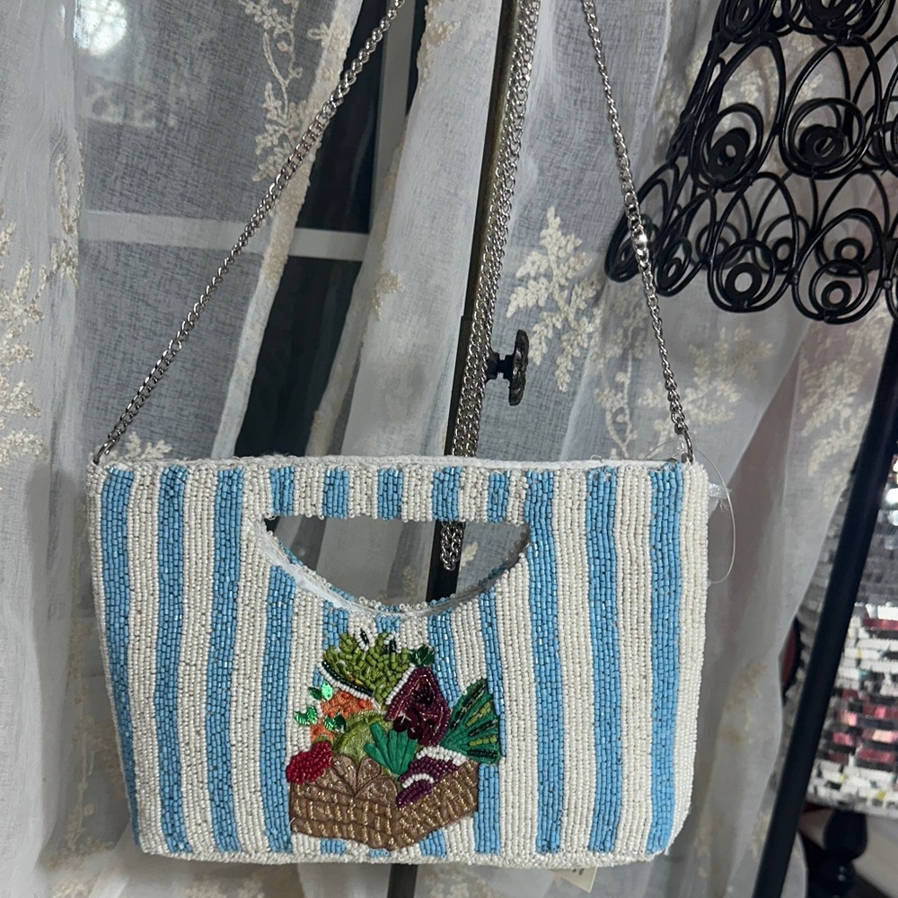 Made in India beaded vegetable clutch and crossbody bag